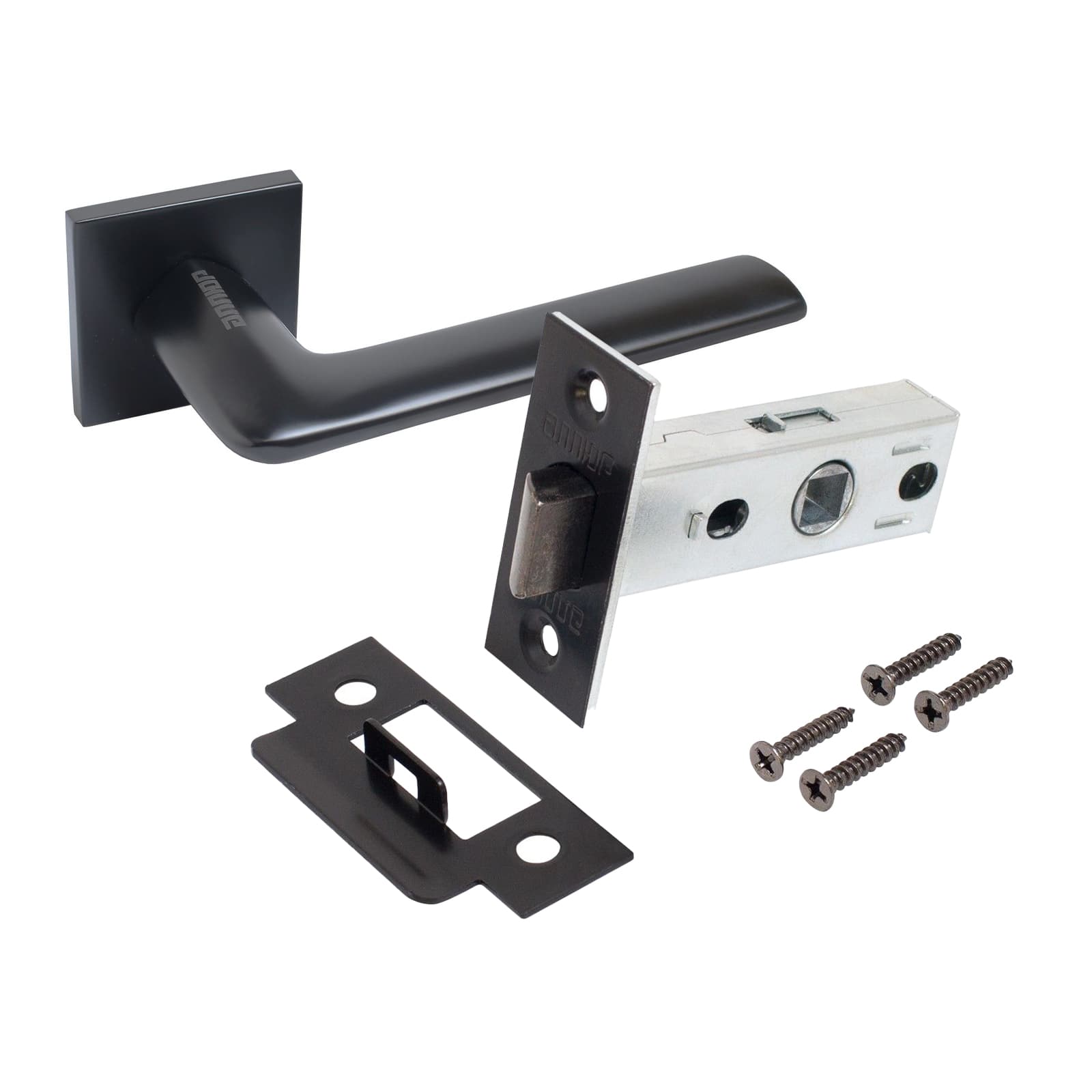 Комплект ручка и защелка АЛЛЮР АРТ  ТИНА BL+L45-8 BL (88150/S45) матовый черный