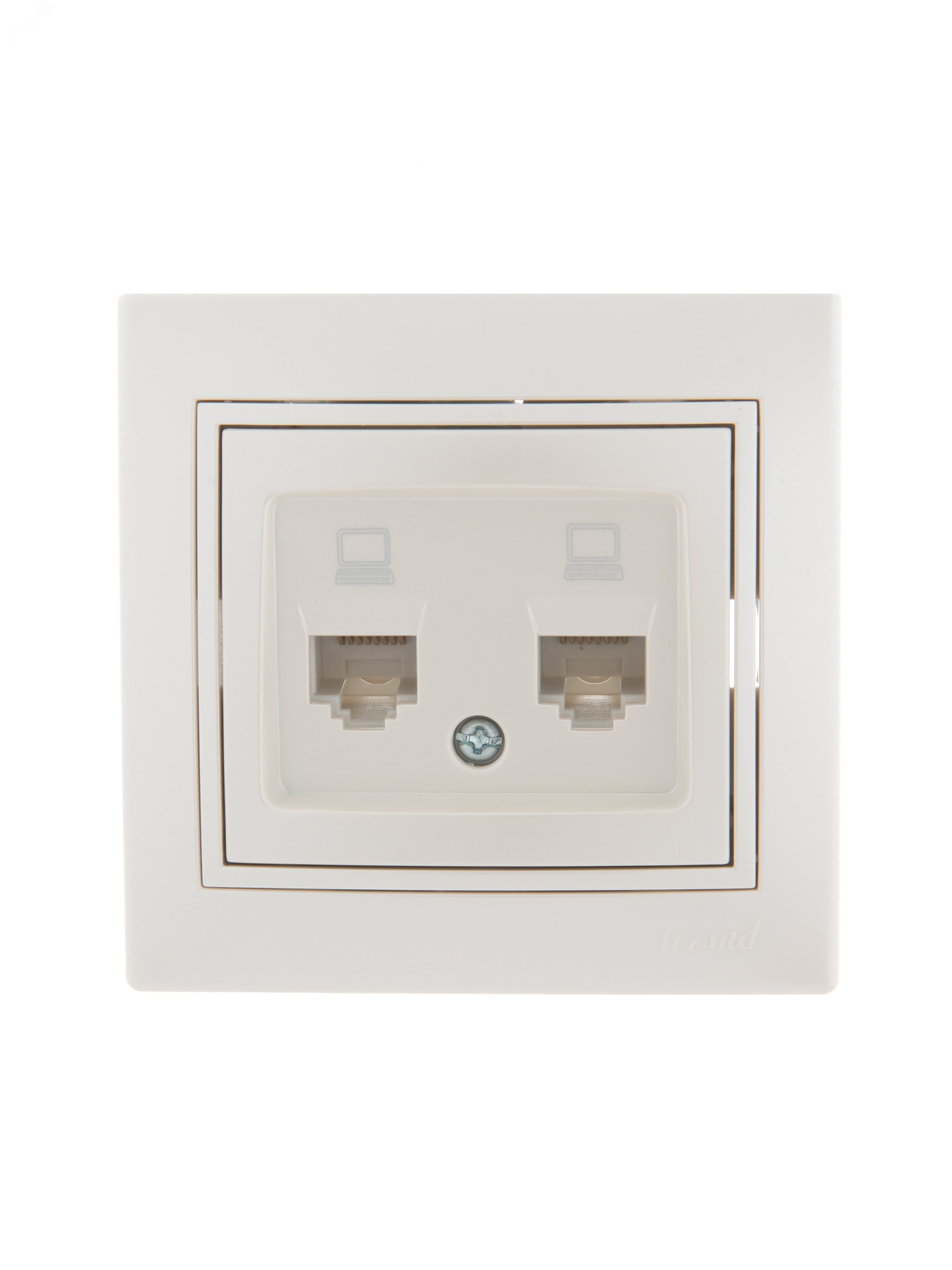 Мира Розетка RJ 45x2 жемчужно-белый
