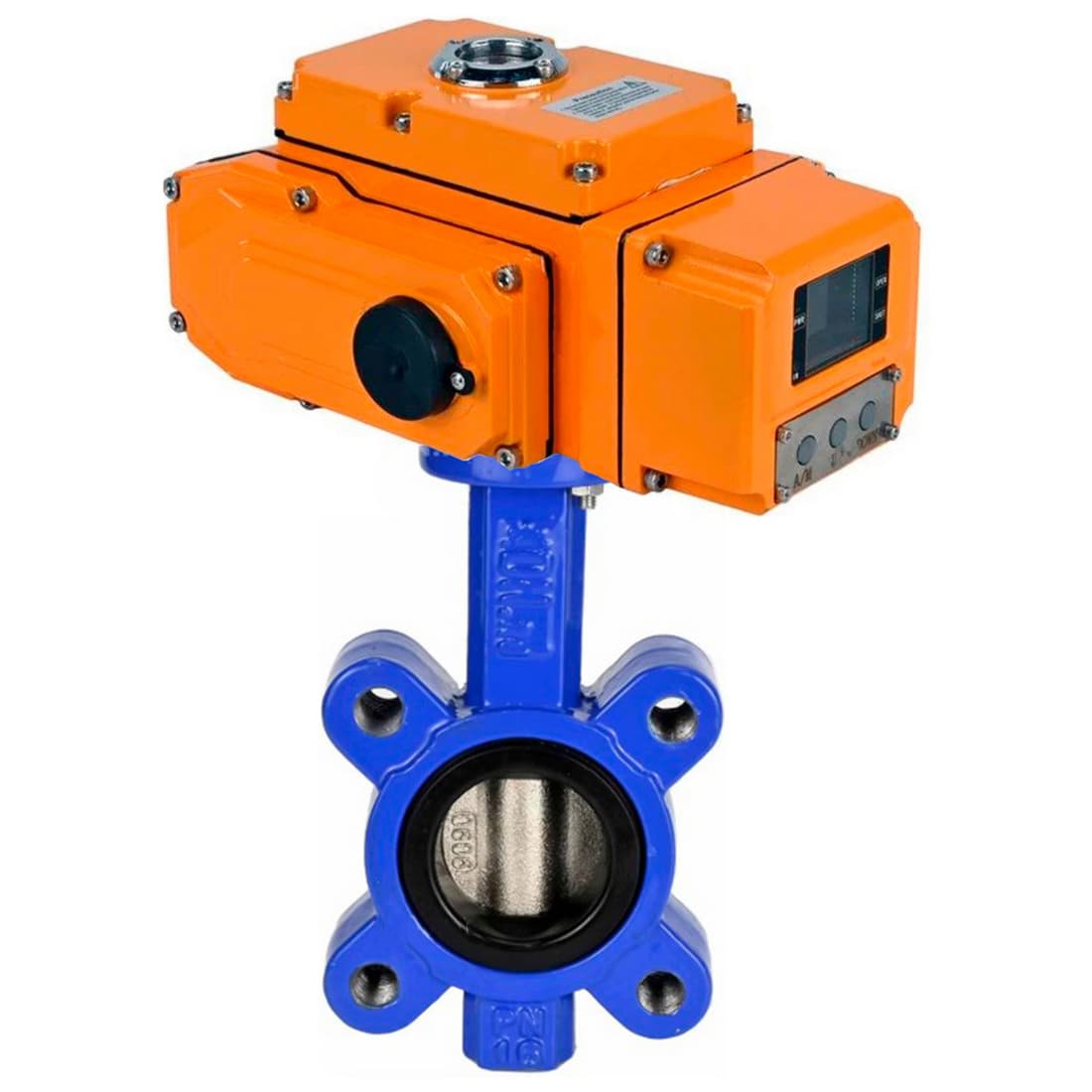 Затвор дисковый поворотный QT450-QT450-NBR-2W-Fb-H Ду50 Ру16 межфланцевый, корпус чугун QT450, диск чугун QT450, уплотнение NBR, с электроприводом QT-005-220В-0-10В-HARK