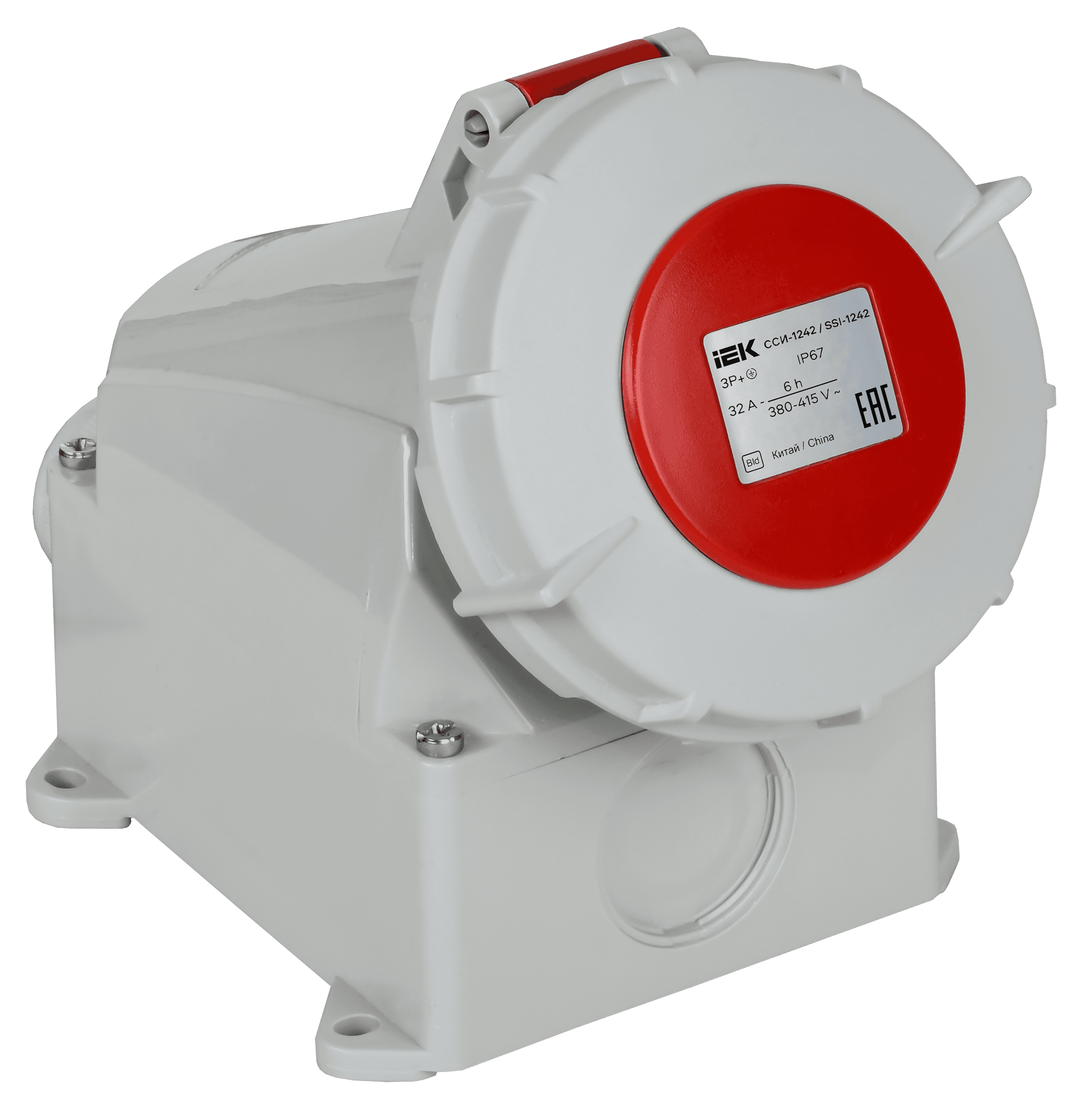 Розетка стационарная ССИ-1242 32А-6ч 380В 3P+PE IP67 IEK