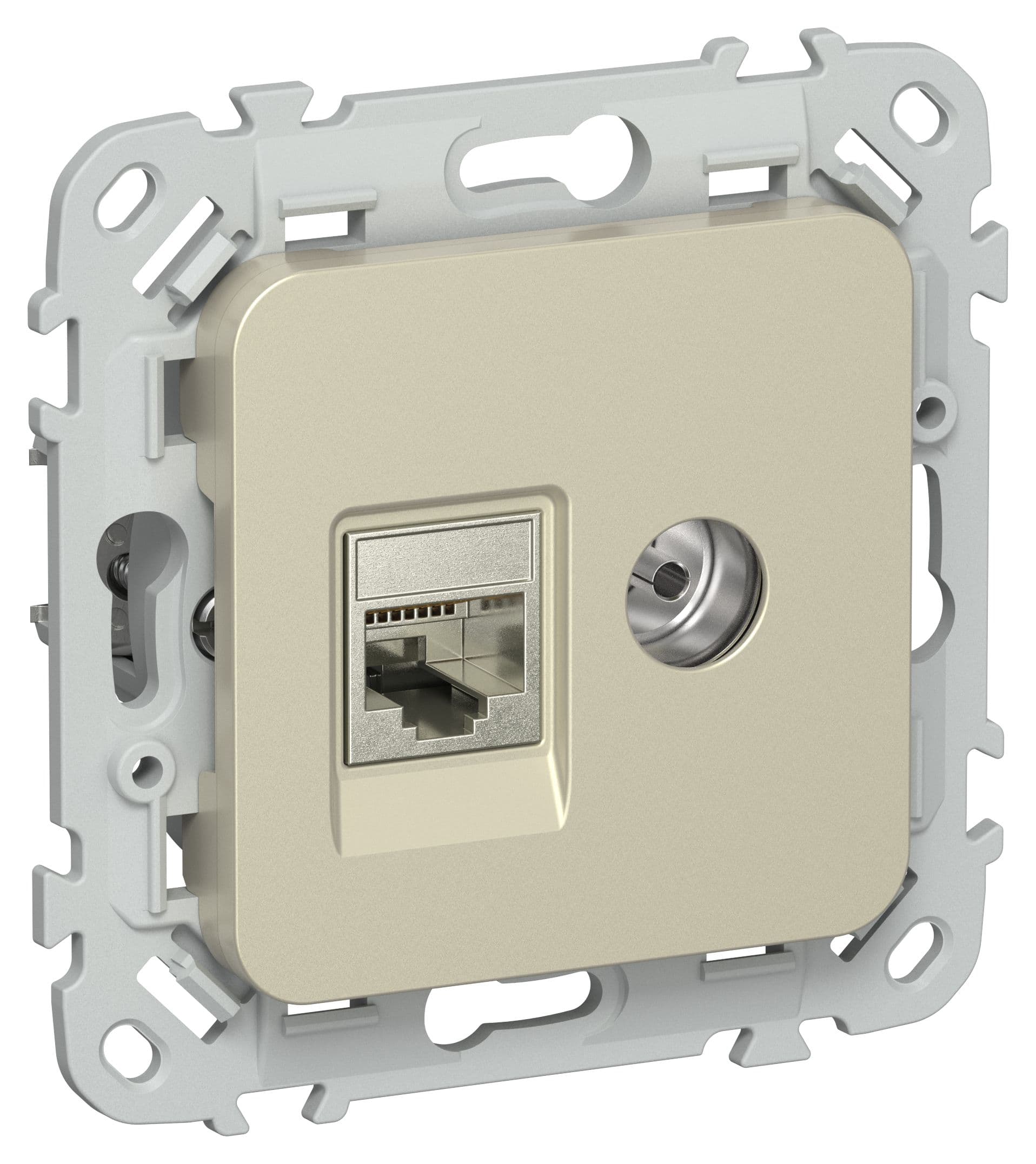 FLITE Розетка 2-местная RJ45/TV категория 6 STP РКТВ6-2-1-ФлШ шампань IEK