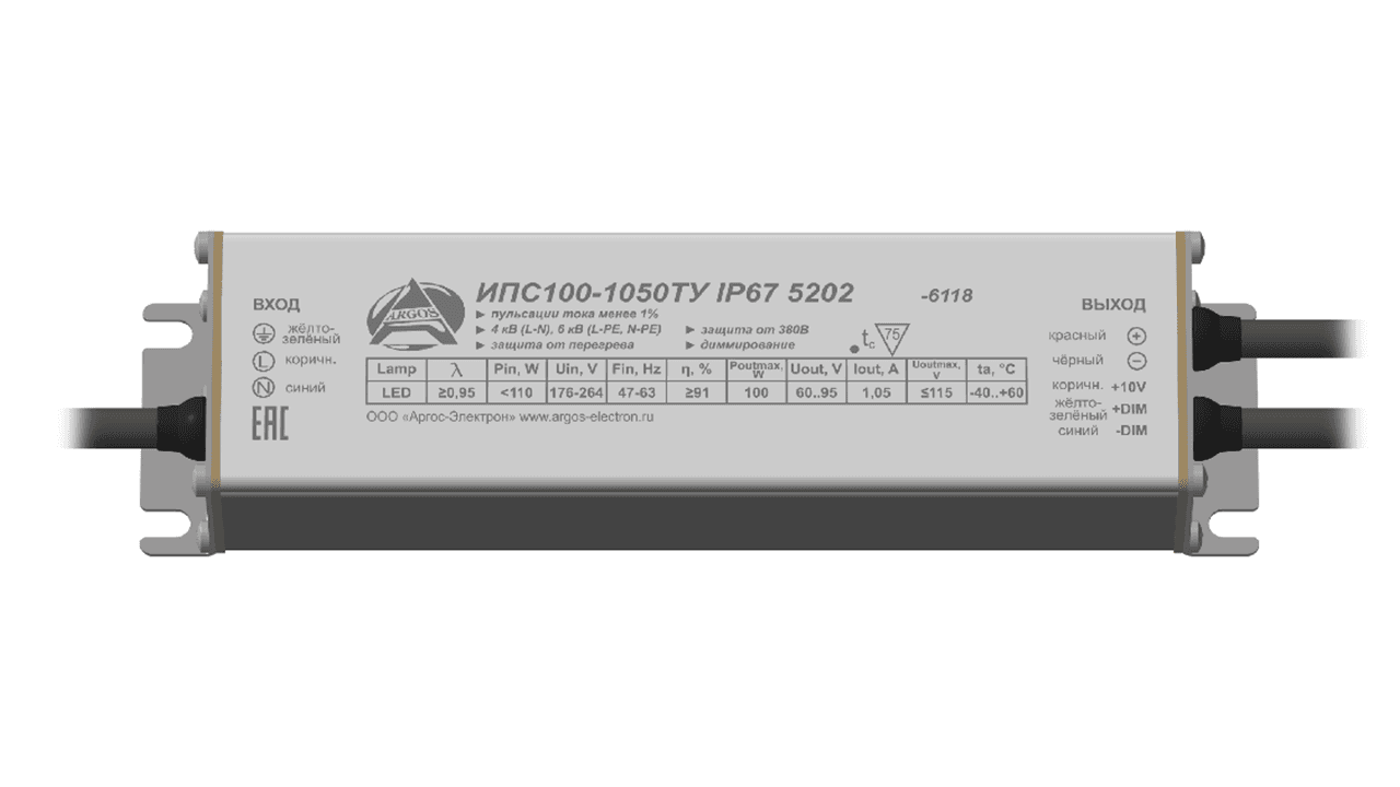 Драйвер светодиодный ИПС100-1050ТУ IP67 5202