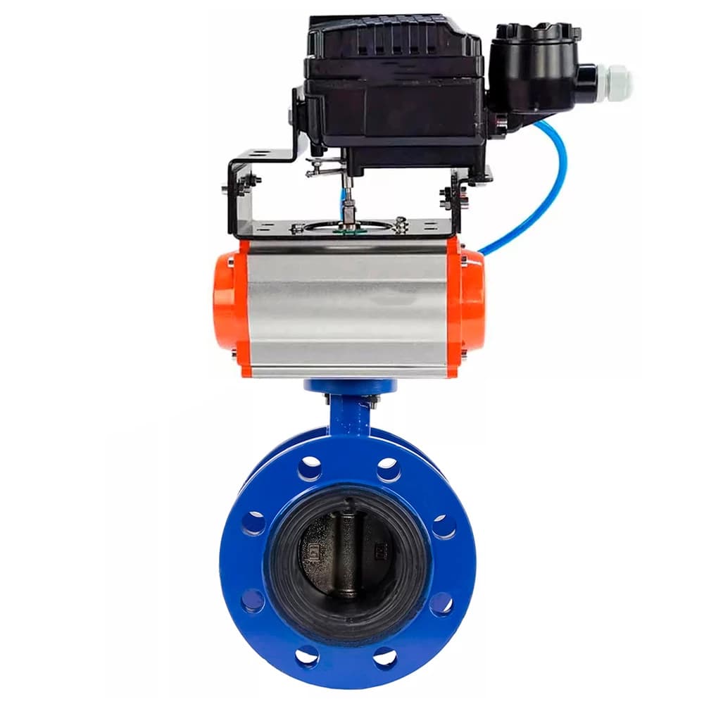 Затвор дисковый поворотный GGG40-304-EPDM-2W-F-R Ду300 Ру16 корпус чугун GGG40, диск нержавеющая сталь 304, уплотнение EPDM, с пневмоприводом DA-210 и позиционером EPRP1-NU-Fb-08