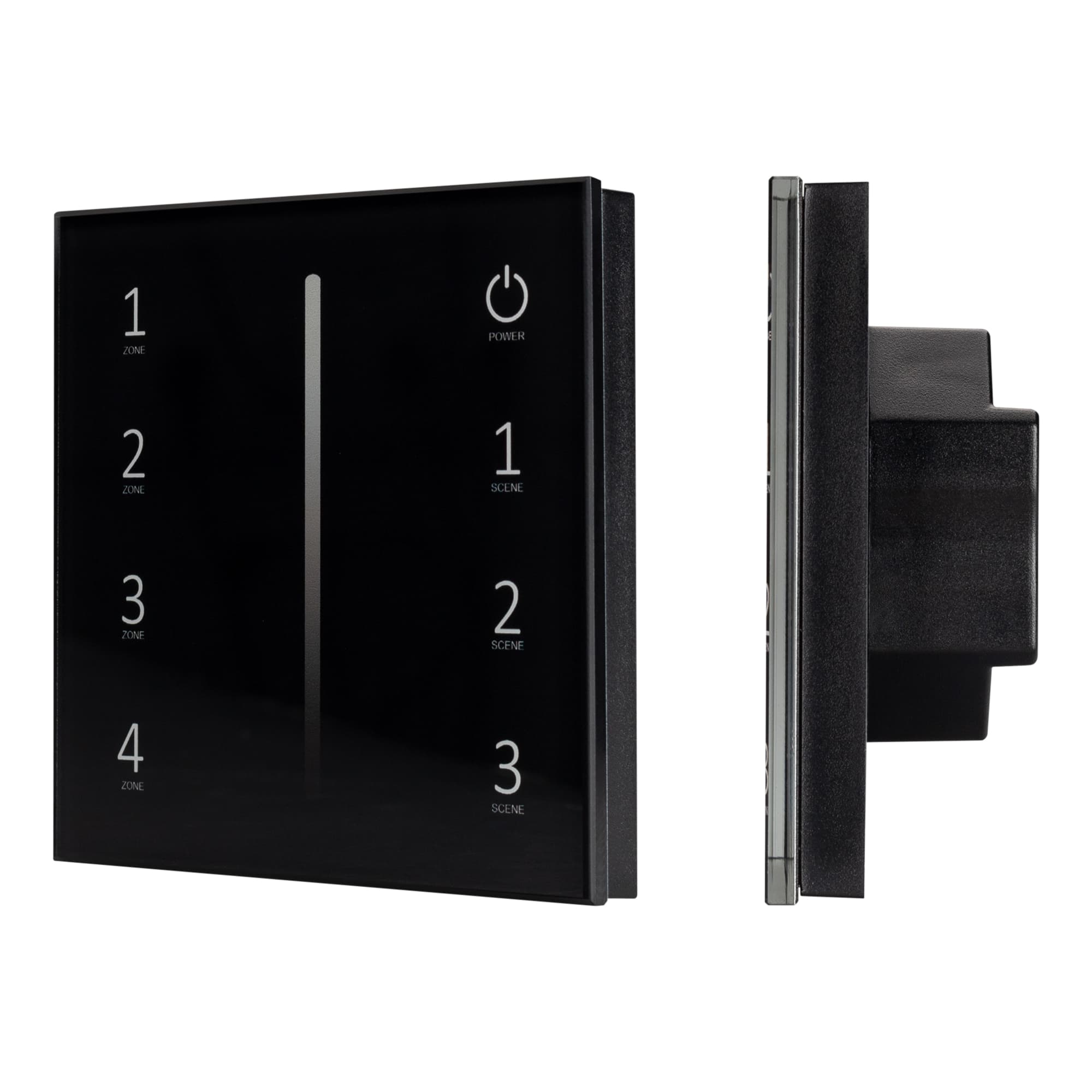 Панель Sens SMART-P17-DIM Black 230V, 4 зоны, 2.4G ARL, IP20 пластик, 5 лет