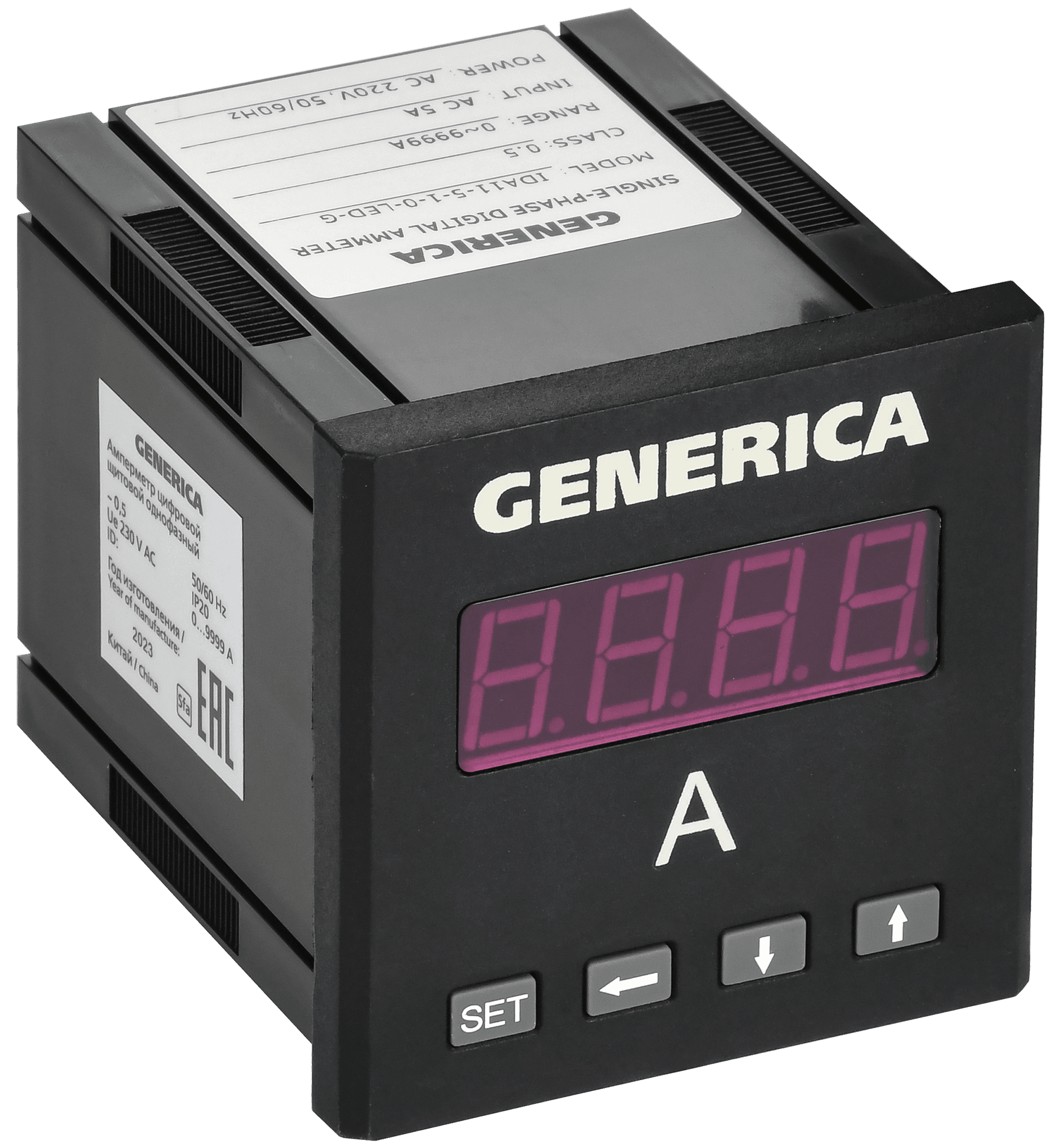 Амперметр цифровой щитовой однофазный 72х72 мм LED GENERICA