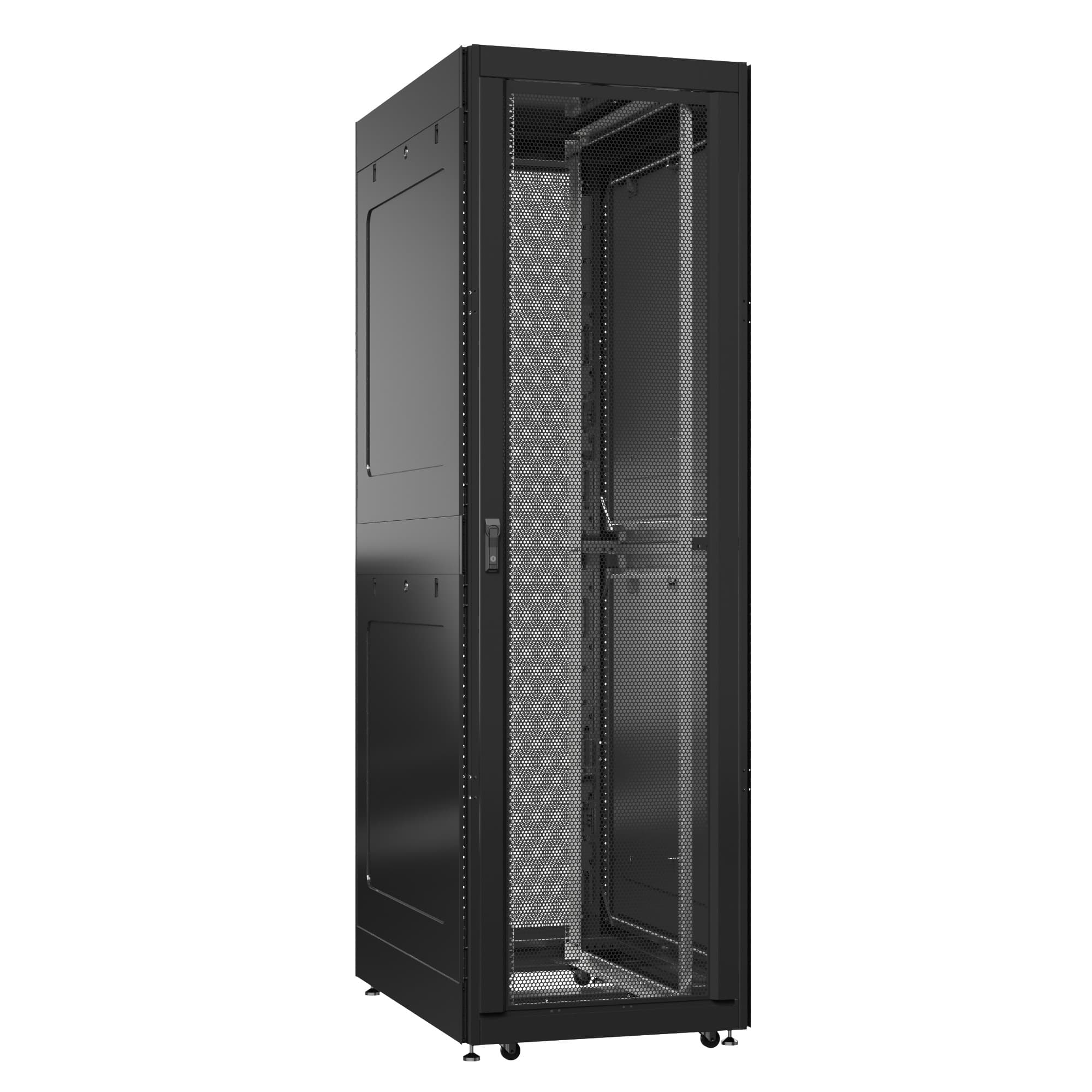 Шкаф серверный 42U 800х1000 передняя дверь: двустворчатая глухой металл IP51. задняя дверь: двустворчатая перфорированная IP20. боковые панели: глухой металл. цвет: черный RAL9005 