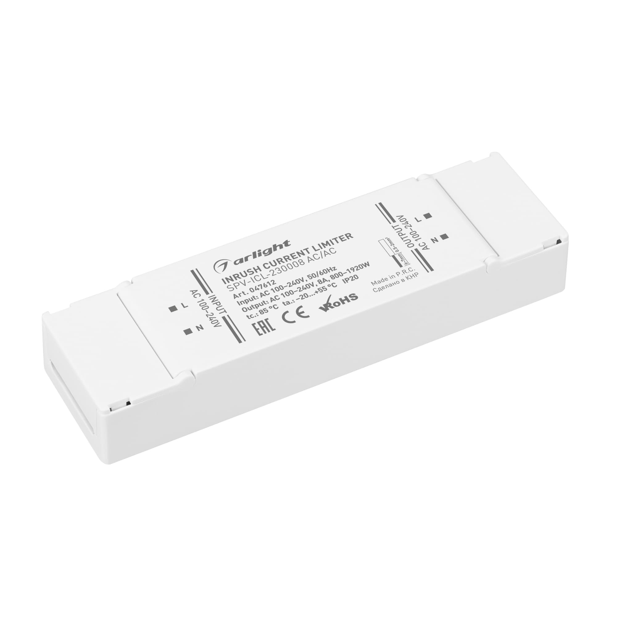 Ограничитель пускового тока SPV-ICL-230008 AC/AC (100-240V, 8A) (IP20 Пластик, 5 лет)