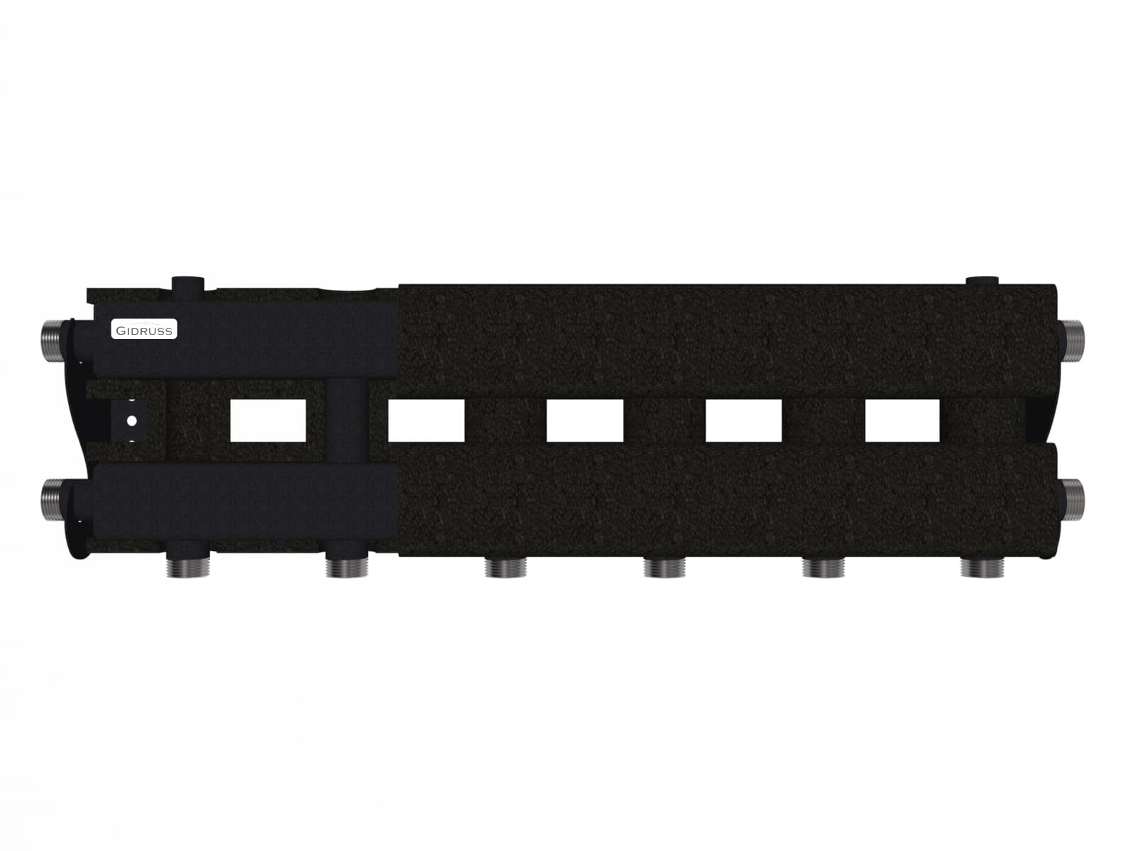 Коллектор модульный MK-60-4D.EPP на 4 контура G 1', магистраль G 1', с термоизоляцией до 60 кВт черный муар с серебром, ст. 09Г2С