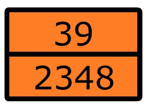 Знак для маркировки опасных грузов ''Номер ООН 39/2348'' ГОСТ Р 52290-2004 300х400 мм, пленка самоклеящаяся ГОСТ 19433-88