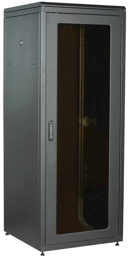 Шкаф сетевой 19' LINEA N 38U 800х800мм стеклянная передняя дверь задняя металлическая черный