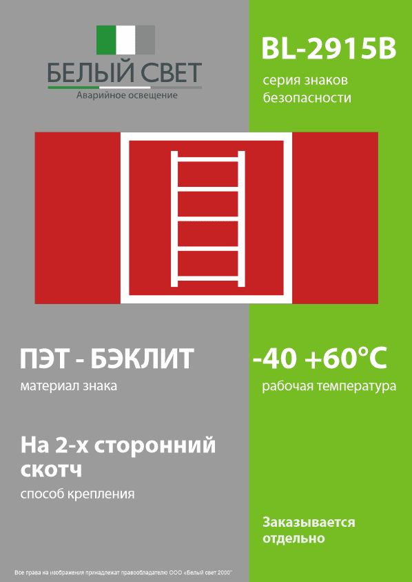 Знак безопасности BL-2915B.F03''Пожарная лестница''