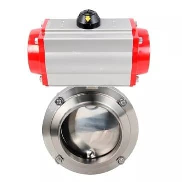 Затвор дисковый поворотный 304-304-Sil-2W-W-H Ду65 Ру10 пищевая нержавеющая сталь 304, уплотнение Silicon, с пневмоприводом DA-065 двойного действия