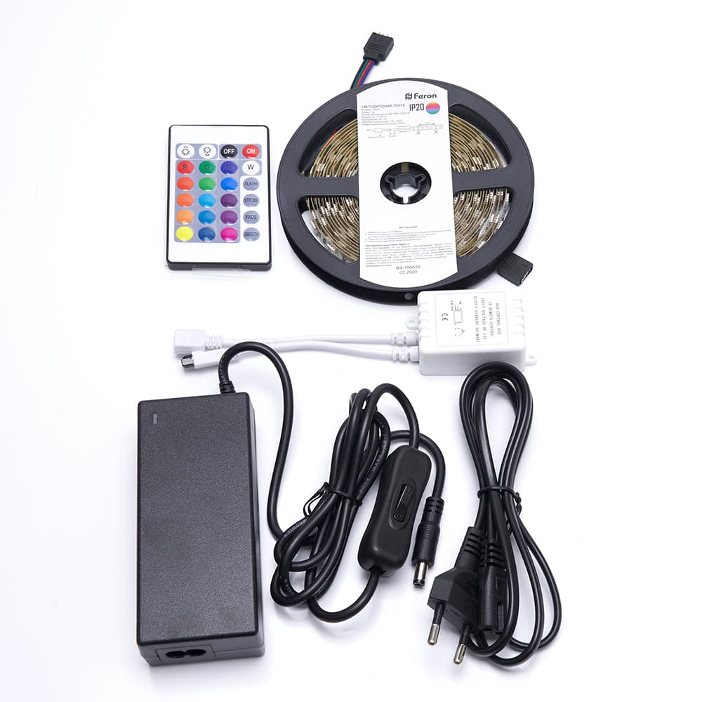 Комплект светодиодной ленты 14.4Вт/м 12В RGB IP20 60LED/м с драйвером LS606