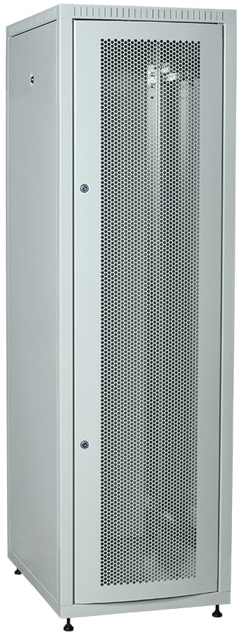 Шкаф LINEA E 42U 600х800мм двери 2шт перфорирова ная и металл серый