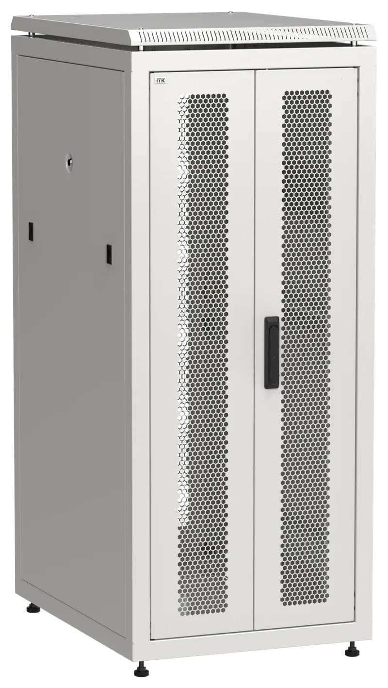 Шкаф напольный сетевой 19' LINEA N 28U 600х800мм передняя распашная перфорированная дверь задняя перфорированная серый