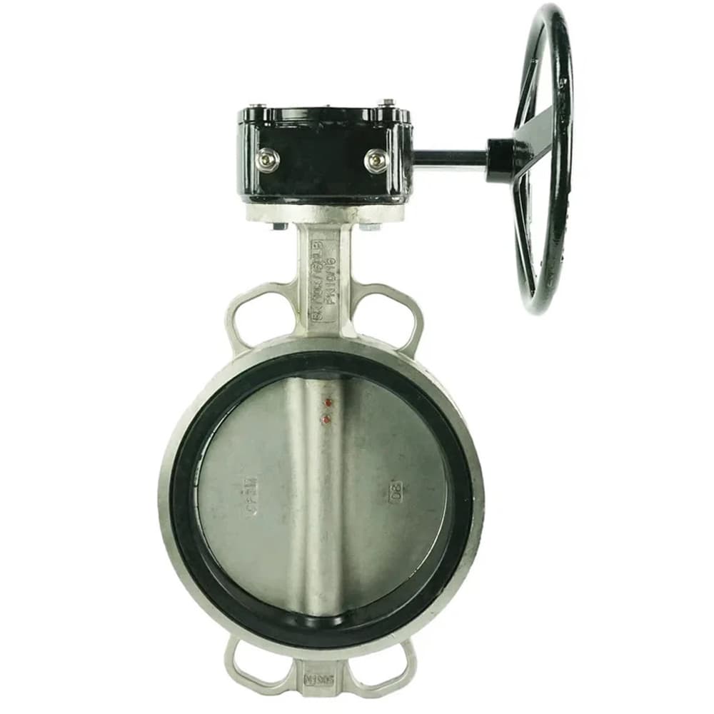 Затвор дисковый поворотный 316L-316L-VITON Ду65 Ру16 корпус и диск нержавеющая сталь 316L, уплотнение Viton, с редуктором HAM-1