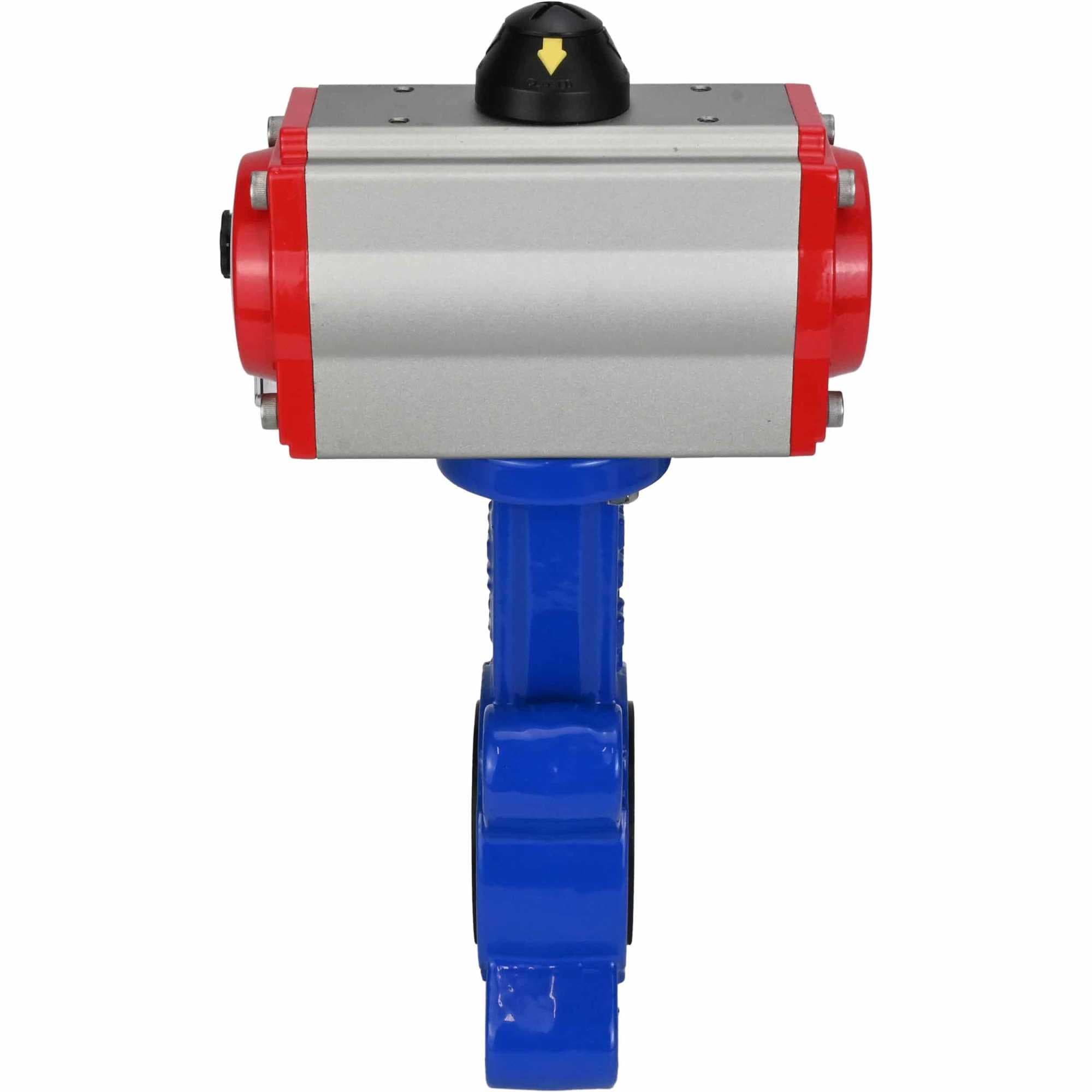 Затвор дисковый поворотный QT450-304-EPDM-2W-Fb-H Ду50 Ру16 корпус чугун QT450, диск нержавеющая сталь 304, уплотнение EPDM, с пневмоприводом SA-083 и пневмораспределителем PND2-S1EM-52-1NC-J08-220VAC