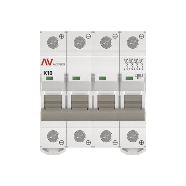 Выключатель автоматический AV-10 DC 4P 10A (K) 10kA AVERES