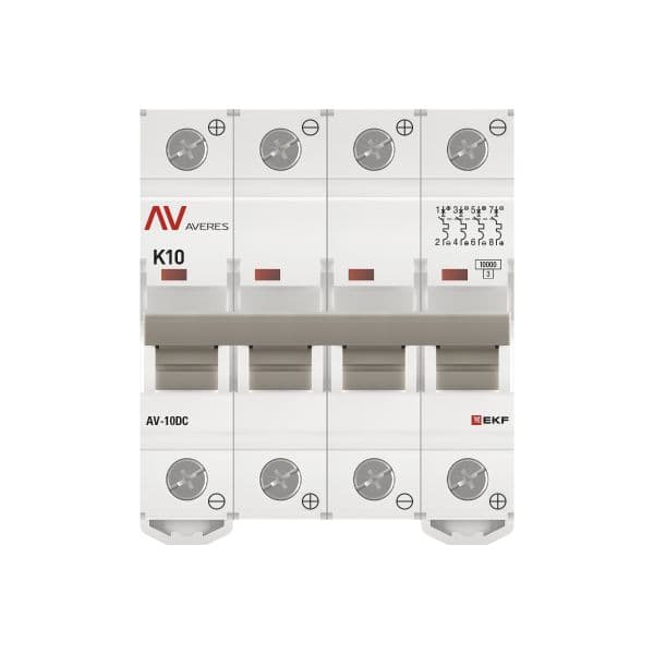 Выключатель автоматический AV-10 DC 4P 10A (K) 10kA AVERES