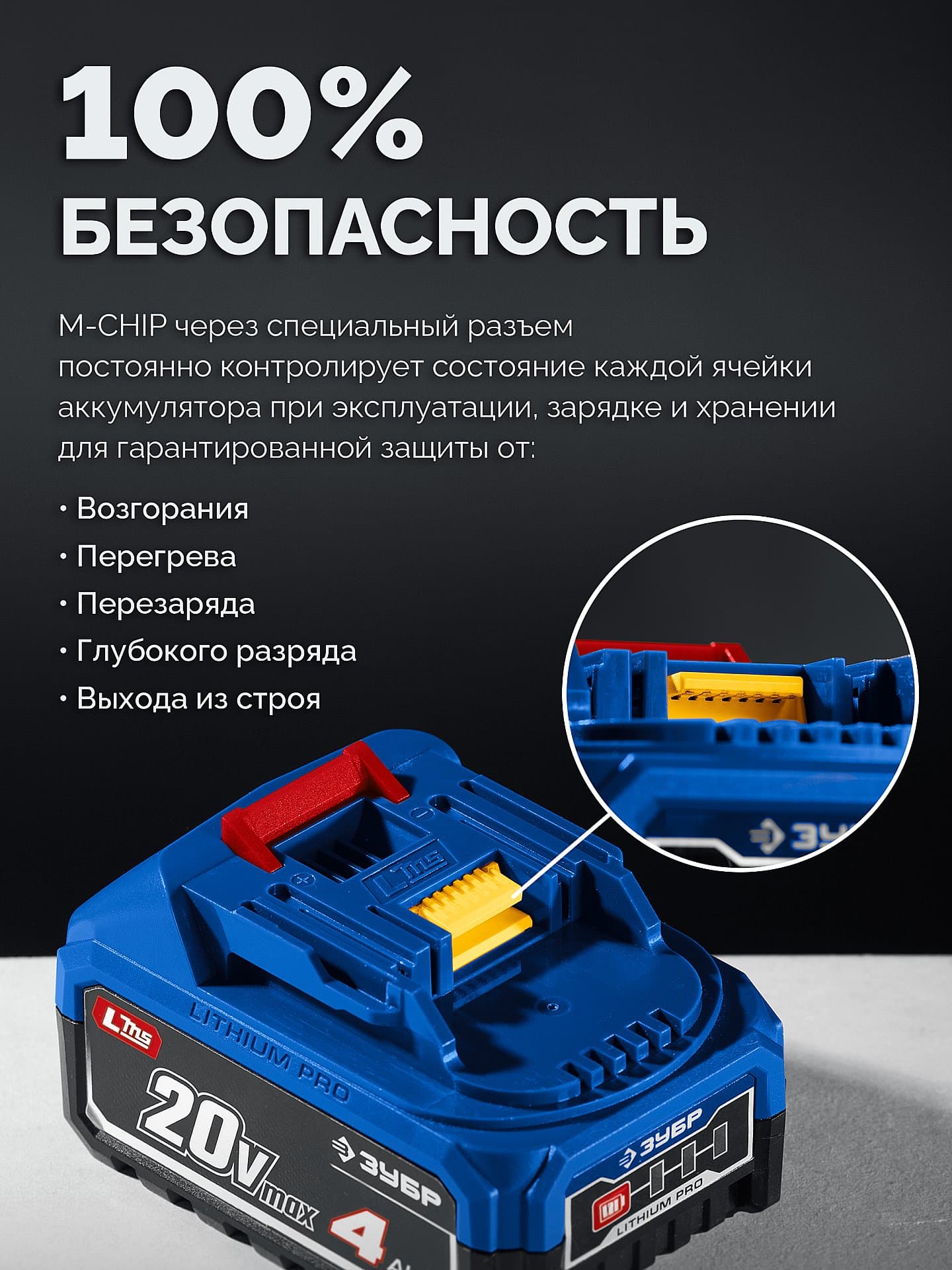 Аккумулятор LMS, ПРОФЕССИОНАЛ Power PRO, 20 В, 4.0 А·ч
