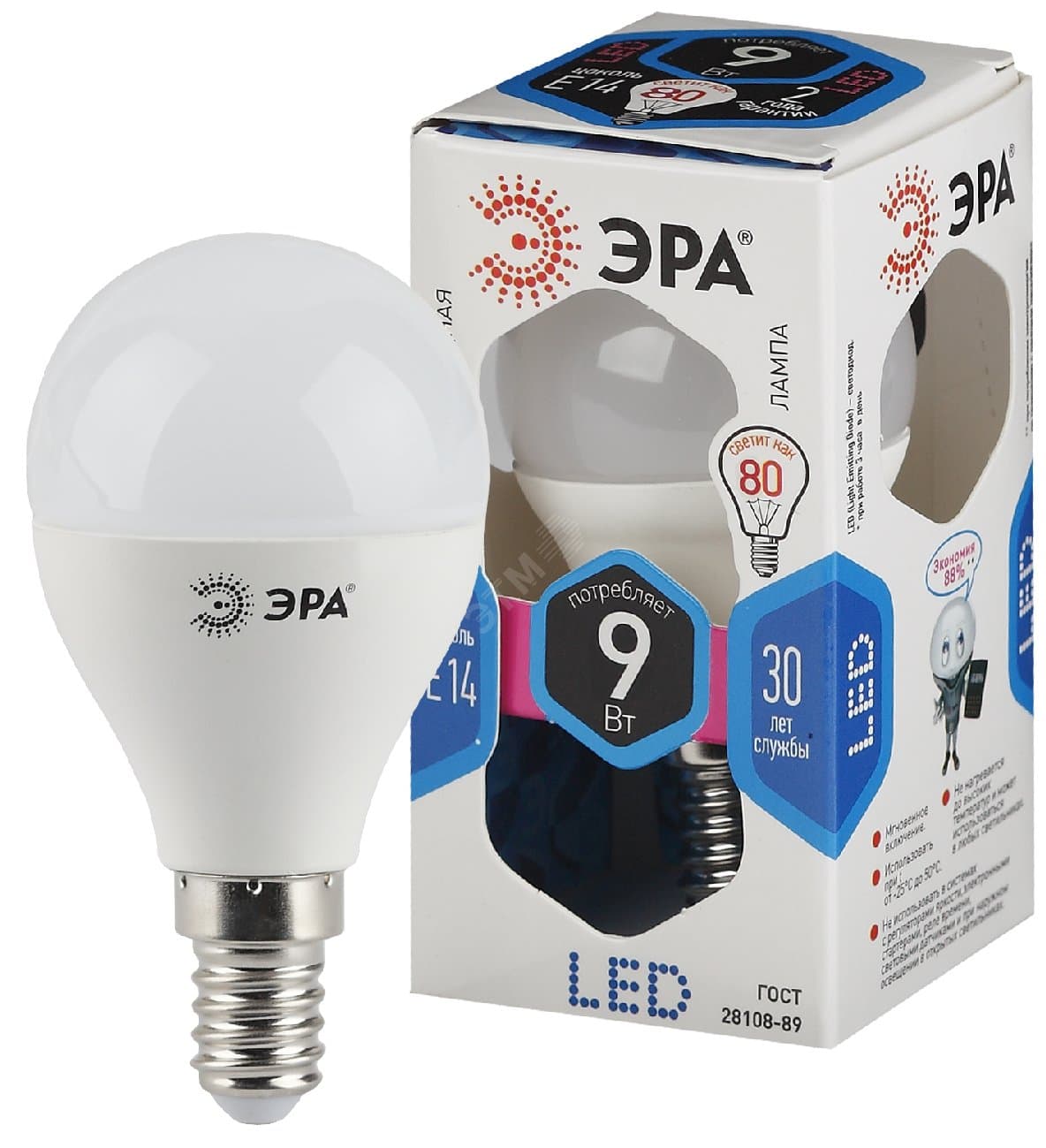 Лампа светодиодная LED 9 Вт 720Лм 4000К шар нейтральный E14 170-265В LED P45-9W-840-E14 Standart