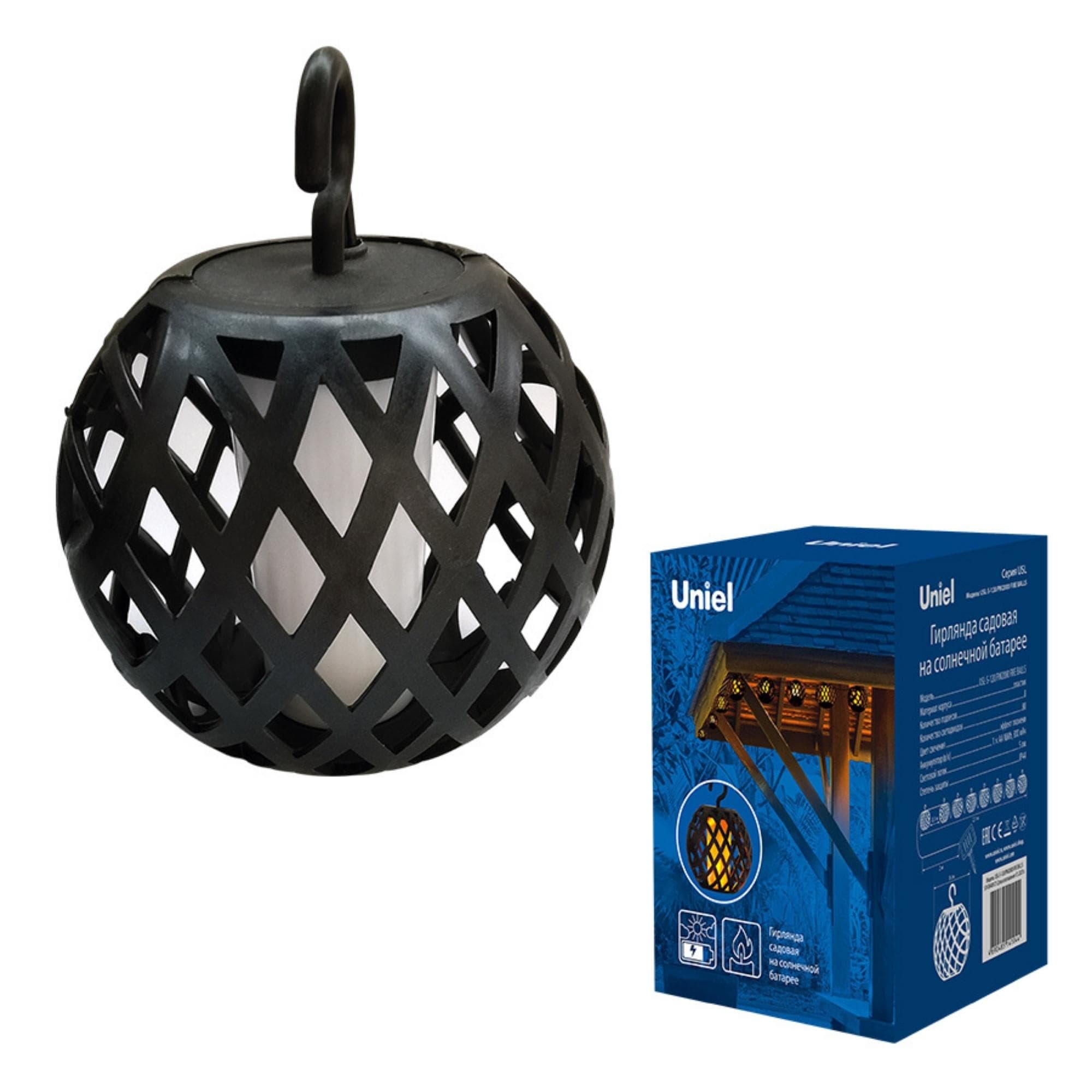 Гирлянда садовая на солнечной батарее USL-S-120/PM2000 FIRE BALLS Огненные шары 80 светодиодов Эффект пламени 1хАА Ni-Mh аккумулятор в/к IP44