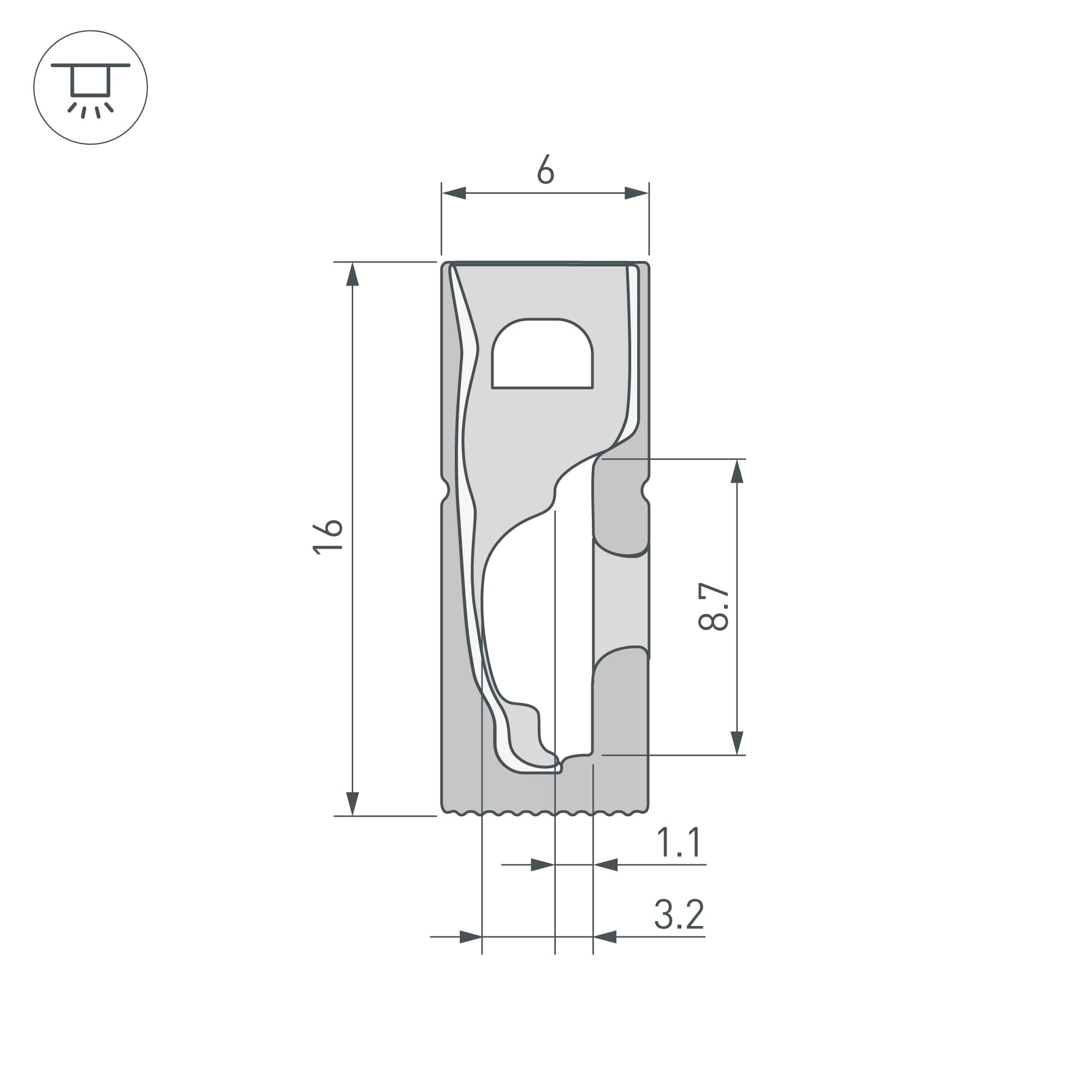 Профиль силиконовый WPH-FLEX-0616-SIDE-S9-5m FULL BLACK (Силикон)