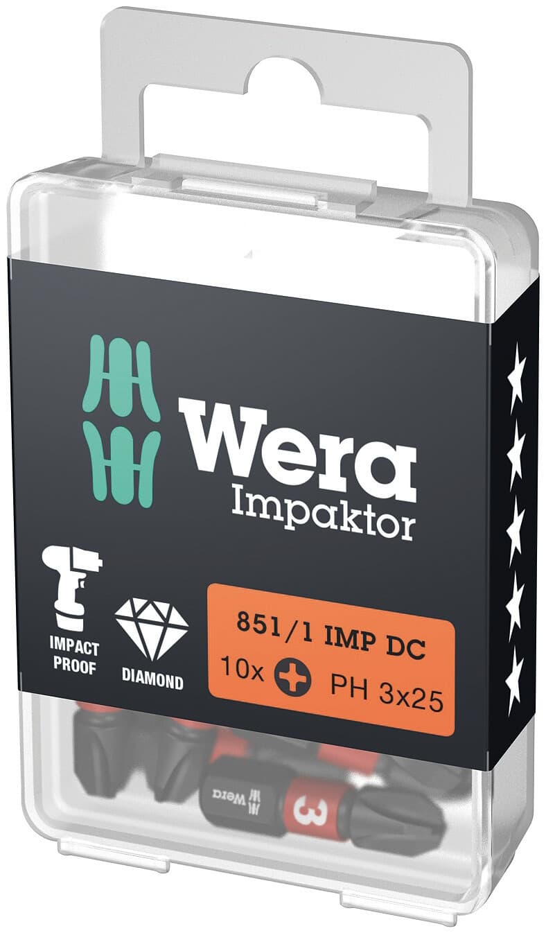 Бита ударная 851/1 IMP DC Impaktor PH алмазное покрытие хвостовик 1/4 C 6.3 PH 3X25 мм