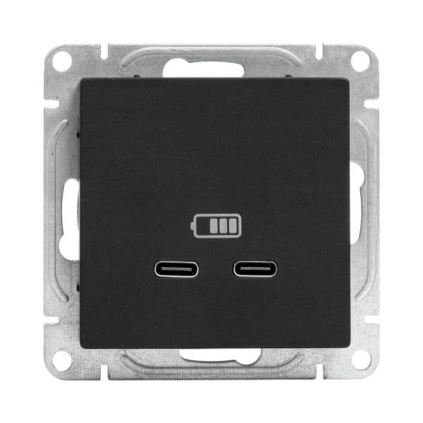 Эпика Механизм розетки USB-C - 2шт черный EKF