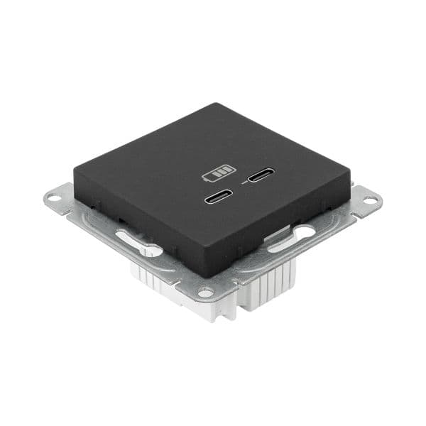 Эпика Механизм розетки USB-C - 2шт черный EKF
