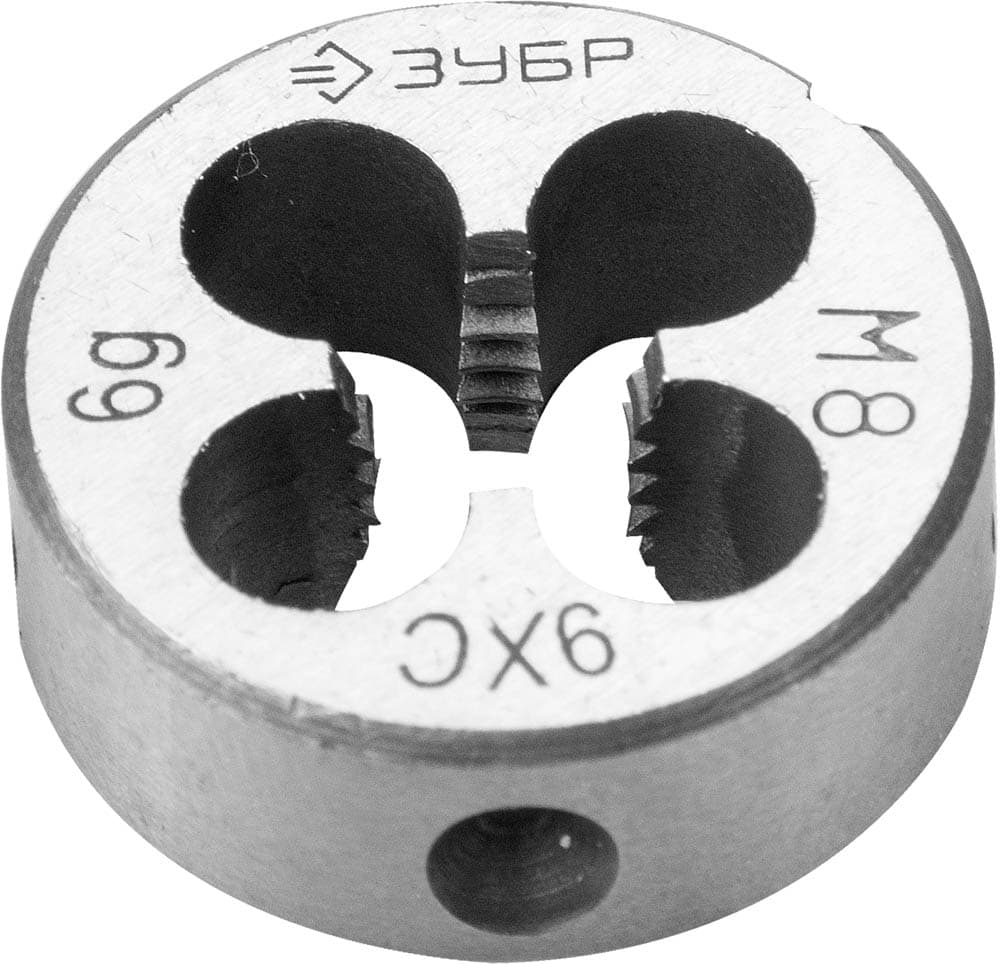 Плашка М8x1.0мм, сталь 9ХС, круглая ручная