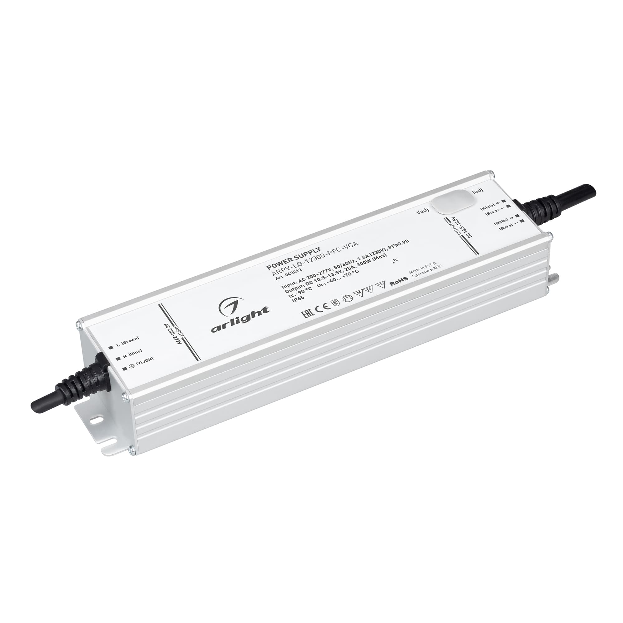 Блок питания ARPV-LG-12300-PFC-VCA (10.5-13.5V, 25A, 300W) (ARL, для светодиодных лент, IP65 металл, 5 лет)