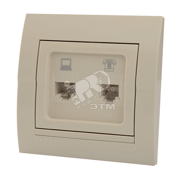 DERIY Розетка RJ45+RJ11 крем