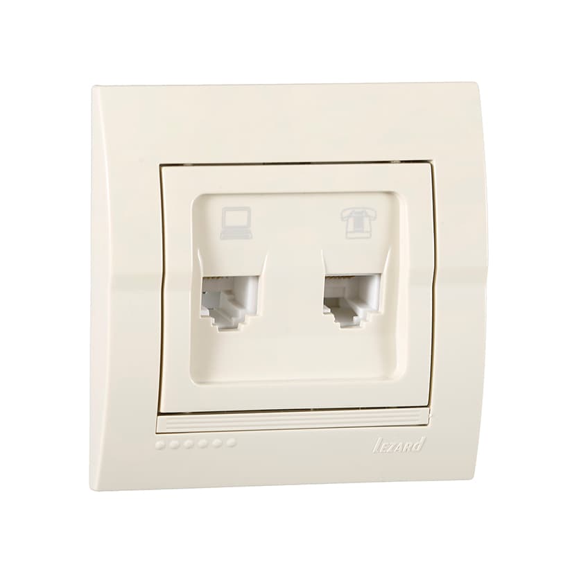 DERIY Розетка RJ45+RJ11 крем