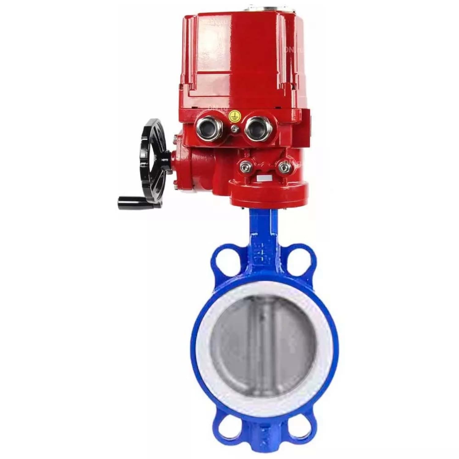 Затвор дисковый поворотный WCB-316L-PTFE Ду125 Ру16, корпус углеродистая сталь WCB, диск нержавеющая сталь 316L, уплотнение PTFE, с электроприводом EX-020 220В