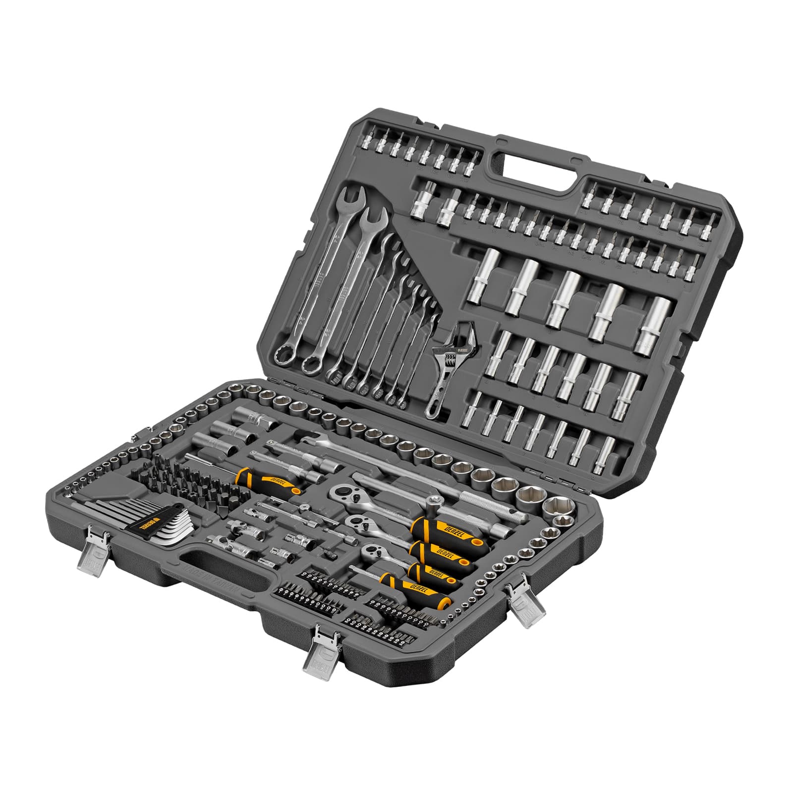 Набор инструментов, 1/2', 1/4', 3/8', CrV, S2, пластиковый кейс, 216 предметов