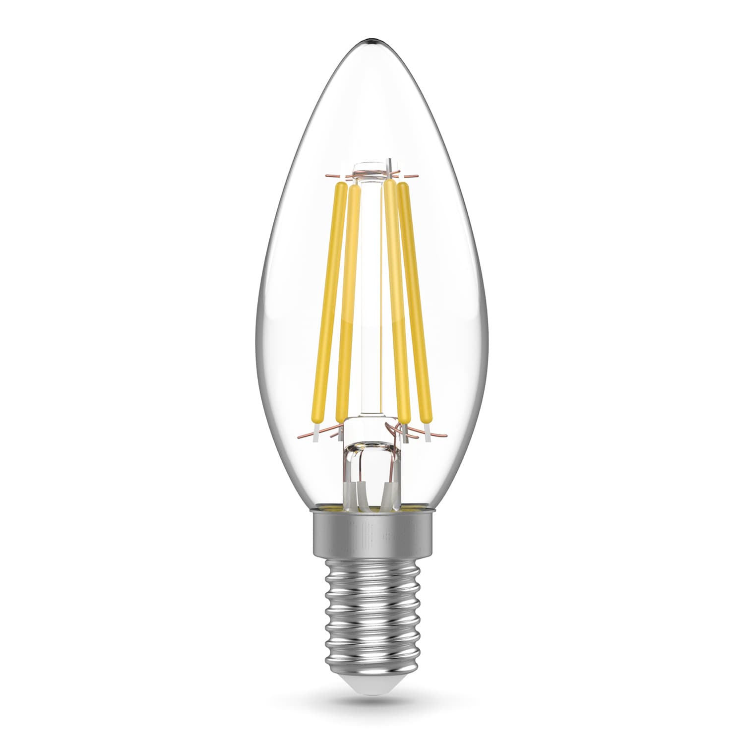 Лампа светодиодная филаментная LED 5 Вт 600 лм 4000К свеча нейтральный E14 AC 220В прозрачная колба Basic