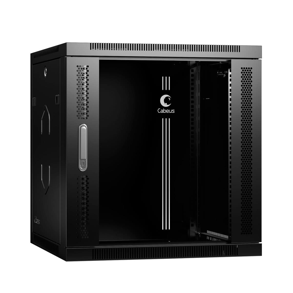 Шкаф телекоммуникационный настенный разобранный 19' 12U 600х600х635mm (ШхГхВ) дверь стекло. цвет черный (RAL 9004)