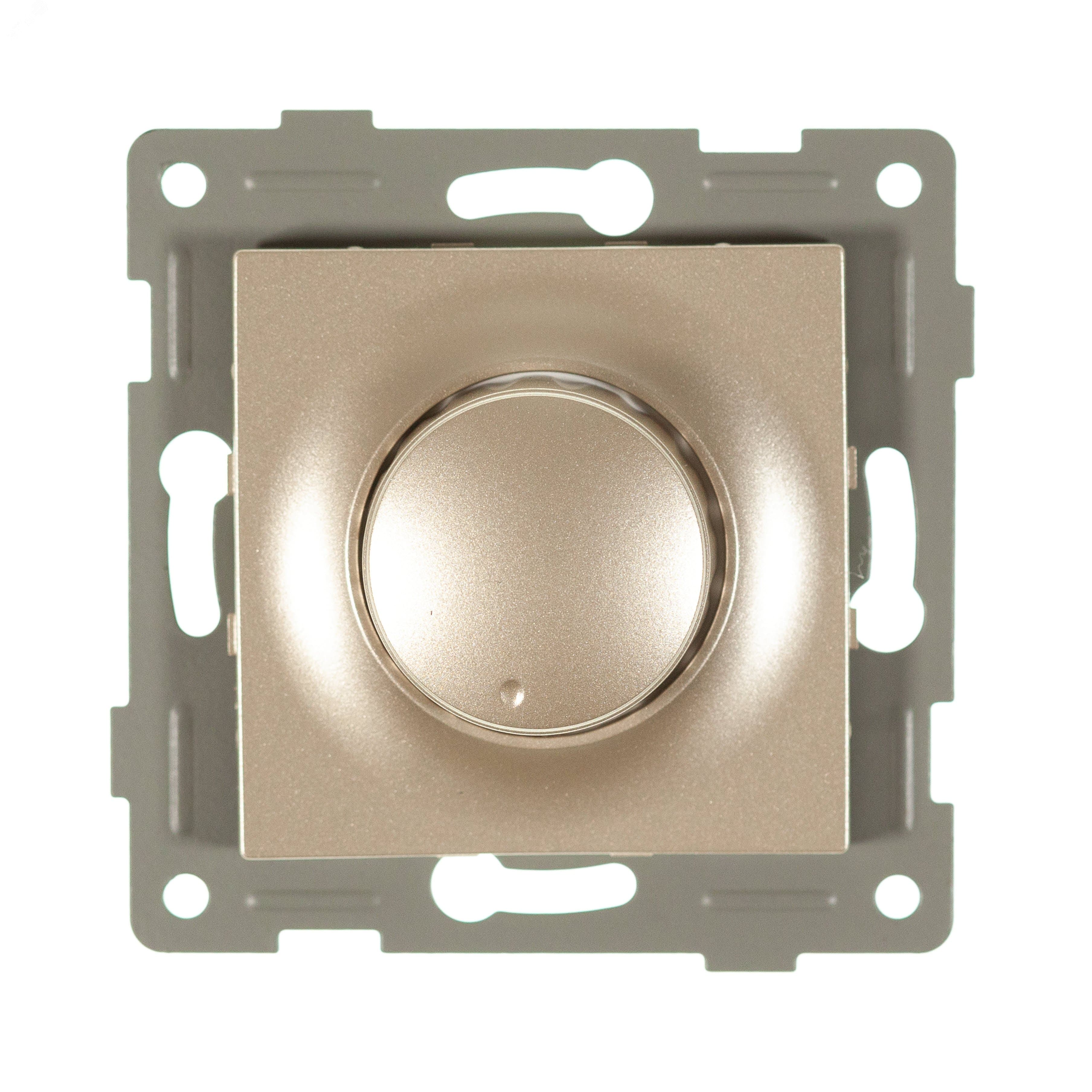 Диммер Ugra, 500 W, механизм, с накладкой и воротком, шампань