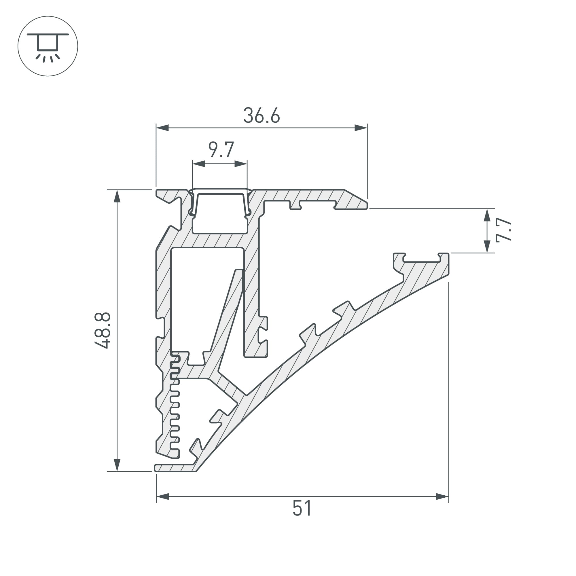 Профиль SHELF-600-2000 ANOD, алюминий