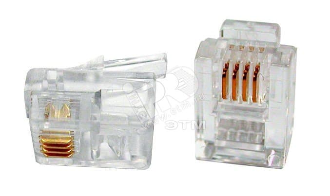 Телефонный разъем RJ-12(6P4C) (3/3 микродюйма) (100 шт)