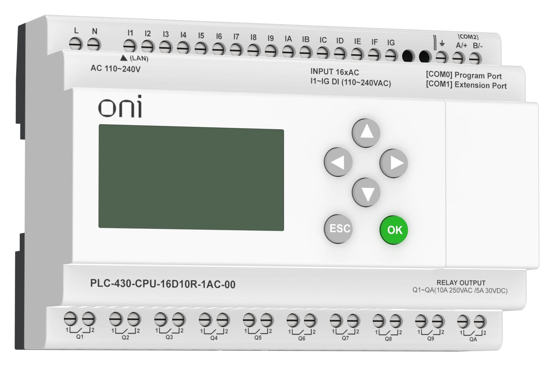 ПЛК 430 Модуль ЦПУ 16 DI 10 RO 220В AC с Ethernet портом с экраном