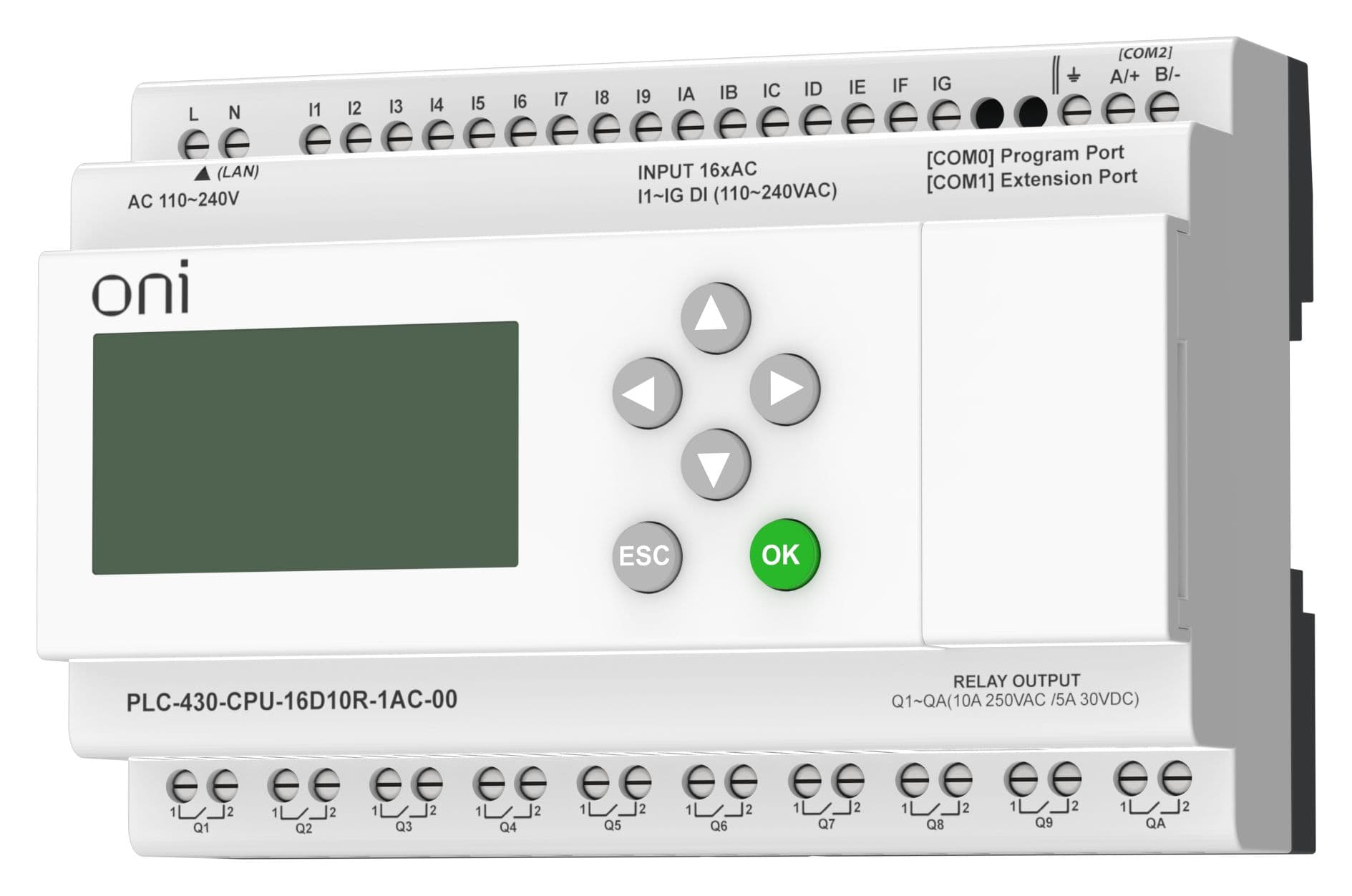 ПЛК 430 Модуль ЦПУ 16 DI 10 RO 220В AC с Ethernet портом с экраном