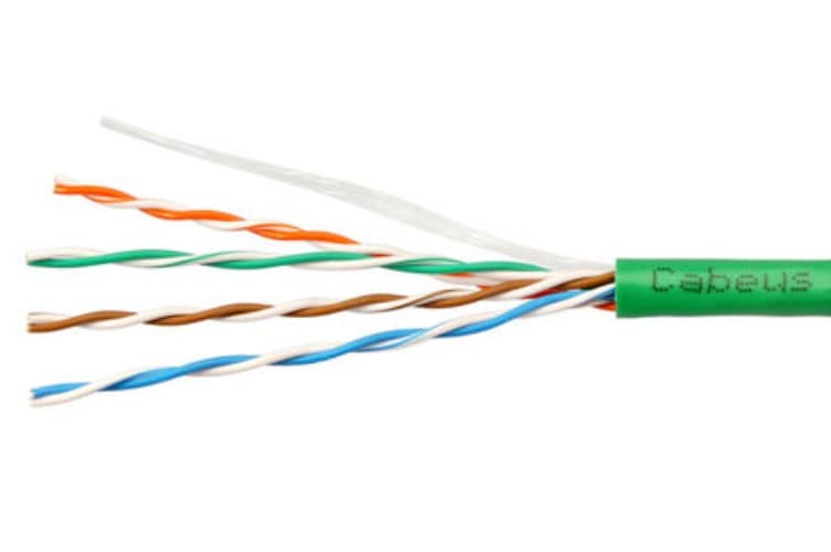 Витая пара UTP (U/UTP), категория 5e, 4 пары (24 AWG), одножильный, PVC нг(А)-LS, зеленый (20 м)
