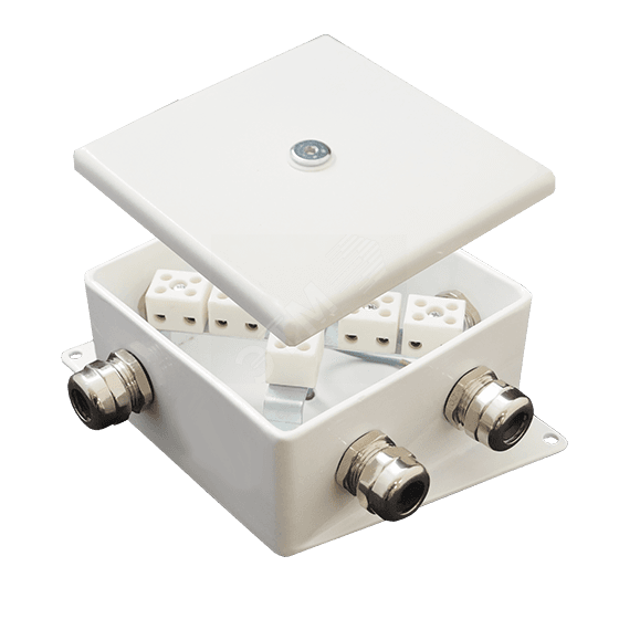 Коробка монтажная огнестойкая КМ-О (6к*60)-IP66-120х120 три ввода ABD
