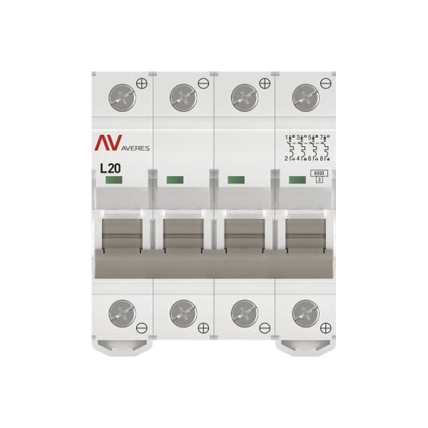 Выключатель автоматический AV-6 DC 4P 20A (L) 6kA AVERES