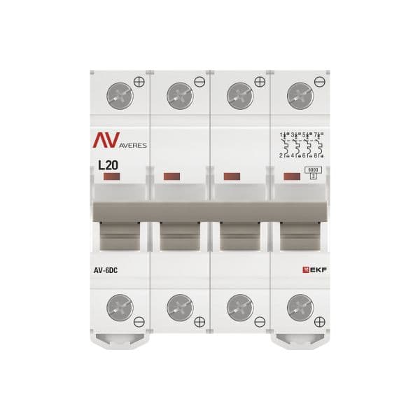 Выключатель автоматический AV-6 DC 4P 20A (L) 6kA AVERES