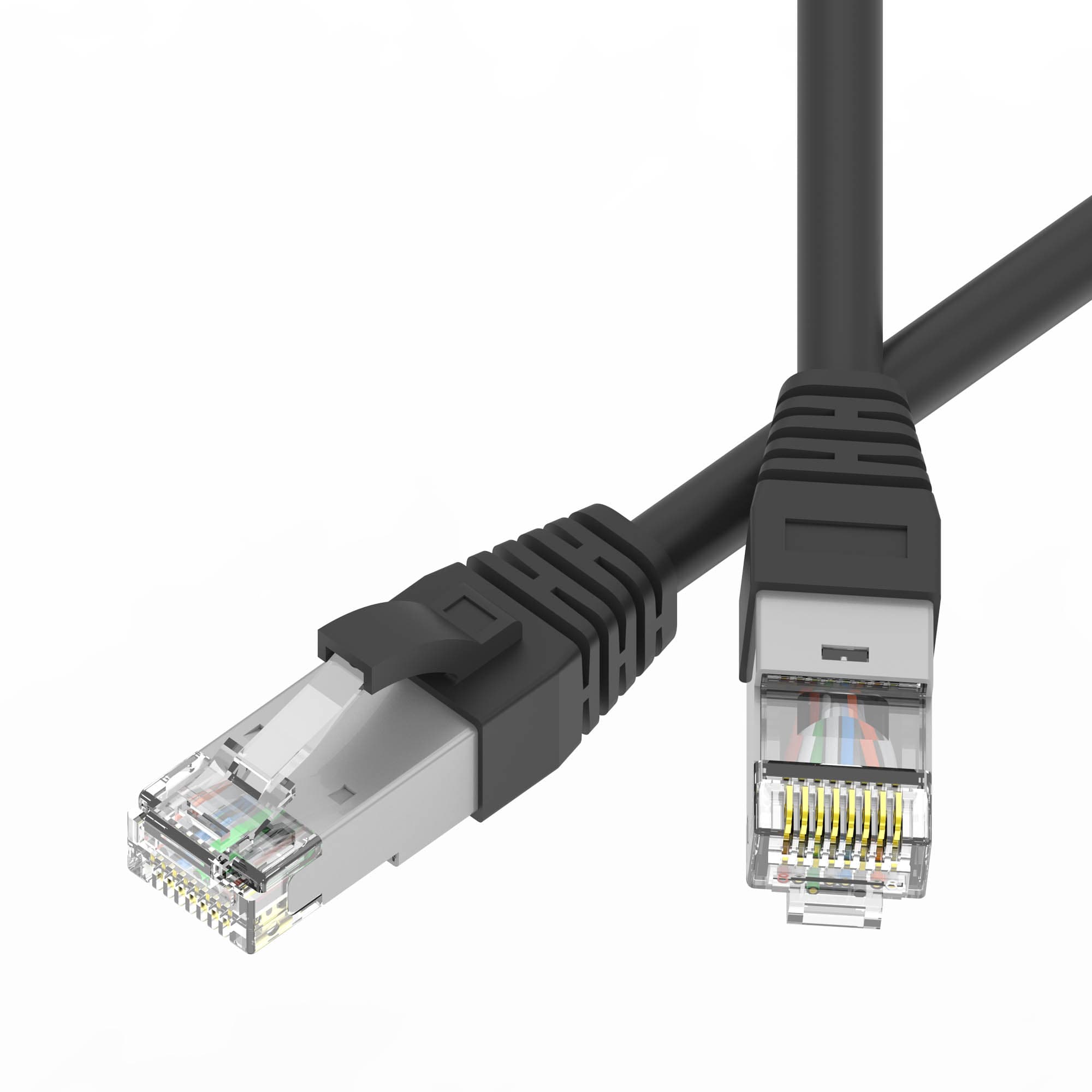 Патч-корд экранированный SLIM CAT6A S/FTP 4х2, 28 AWG, LSZH, чёрный, 2м