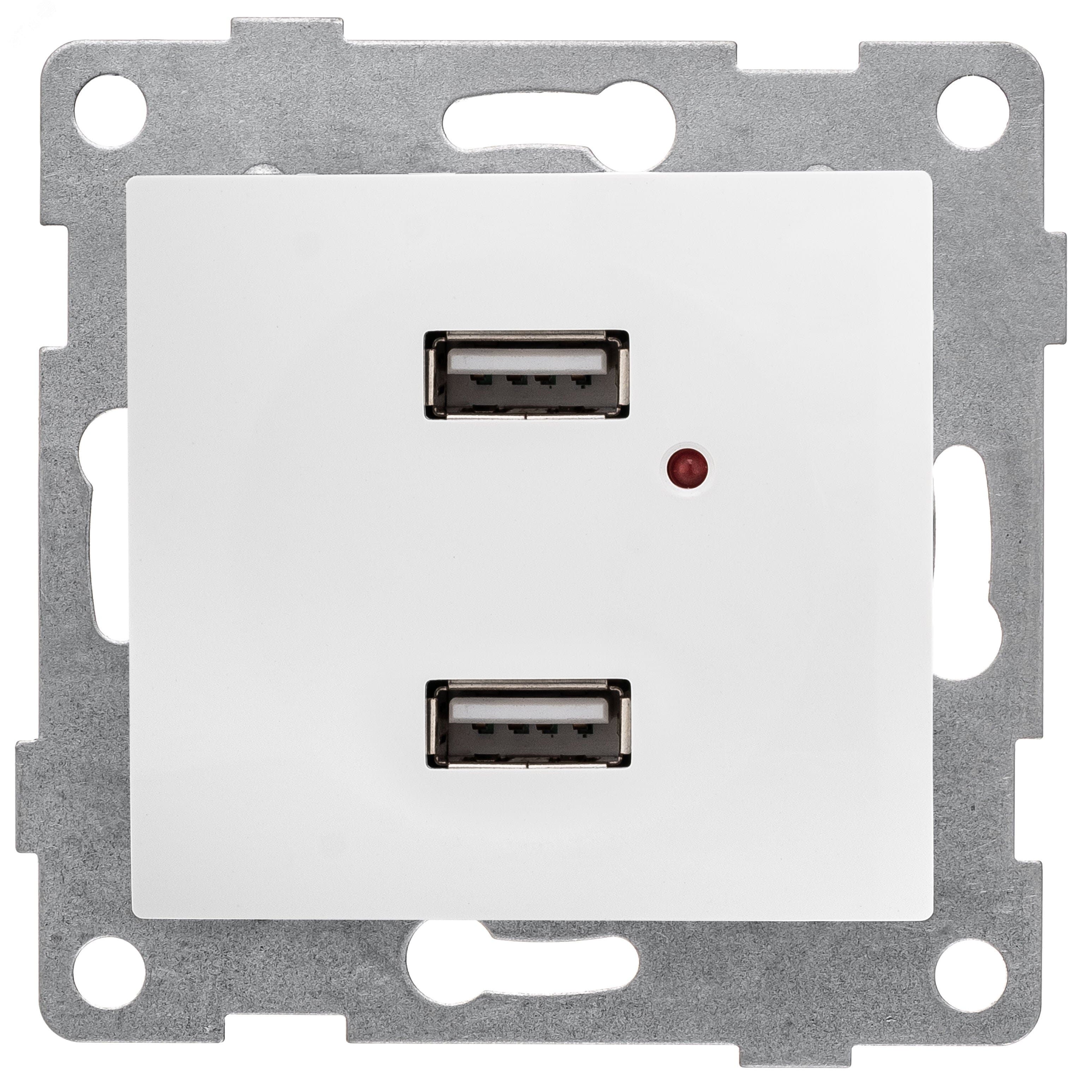 Розетка USB Bravo, механизм, двойной, белый