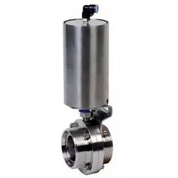 Затвор дисковый поворотный 304-304-EPDM-2W-T-H Ду80 Ру10 пищевая нержавеющая сталь 304, уплотнение EPDM, с пневмоприводом ПВП-85 с возвратными пружинами